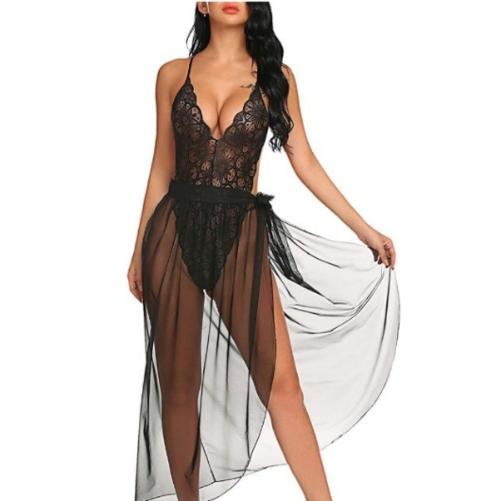 One Piece Lingerie Deep V Lace Bodysuit for women